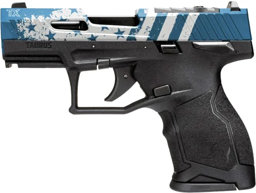 TAURUS TX-22 COMPACT 22LR 3.6" - ADJ. 13-SHOT BK/BLUE US FLAG