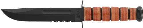 KA-BAR FIGHTING/UTILITY KNIFE - 7" SRRTD W/LEATHER SHEATH USMC - Image 2