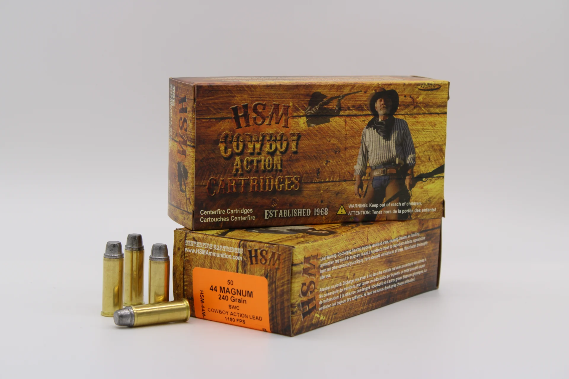 Hunting Shack DBA HSM Munitions .44 Magnum 240gr SWC Brass – 50rd